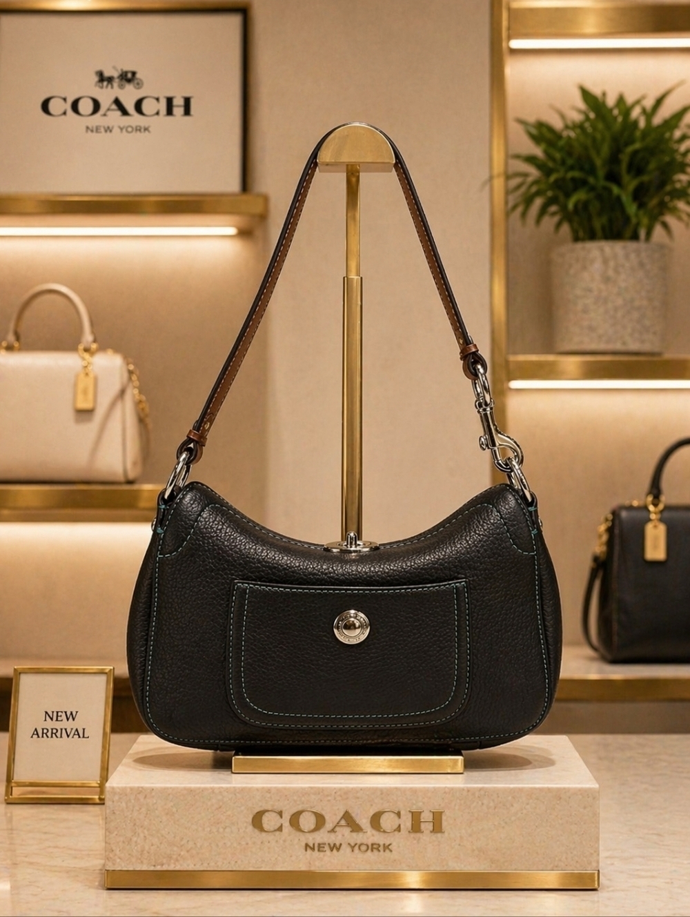 Coach Vintage Hobo Black Small Chelsea Turnlock Shoulder Hand Bag